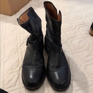 Frye Black Leather Ankle Boots